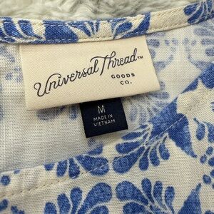 Universal Thread Cream and Blue Patterned Blouse